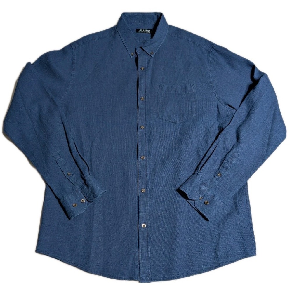 Line of Trade Frank Shirt Mens XL Blue Waffle Button Up Long Sleeve Cotton NWOT